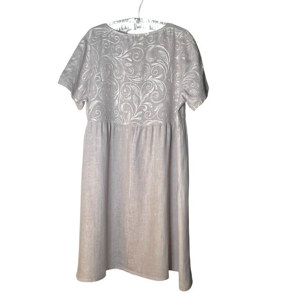 Terzo Millennio Size Large 100% Linen Floral Embroidered Dress Made in Italy - Picture 3 of 9